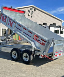 2024 N&N Trailers 7×14 14K Galvanized Hydraulic Dump w/Ramps, 2-Way Spreader Gate, Tarp Kit